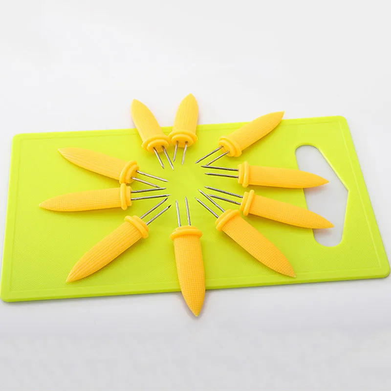 Stainless Steel Corn Holders Design Corn Cob Holders BBQ Forks Skewers on The Cob Cooking Parties Camping Interlocking tool