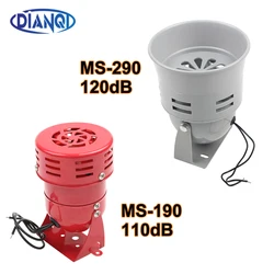 12VDC 24VDC 220VAC 110VAC Red Mini Plastic Motor Siren Industrial Alarm Sound electrical guard against theft MS-290