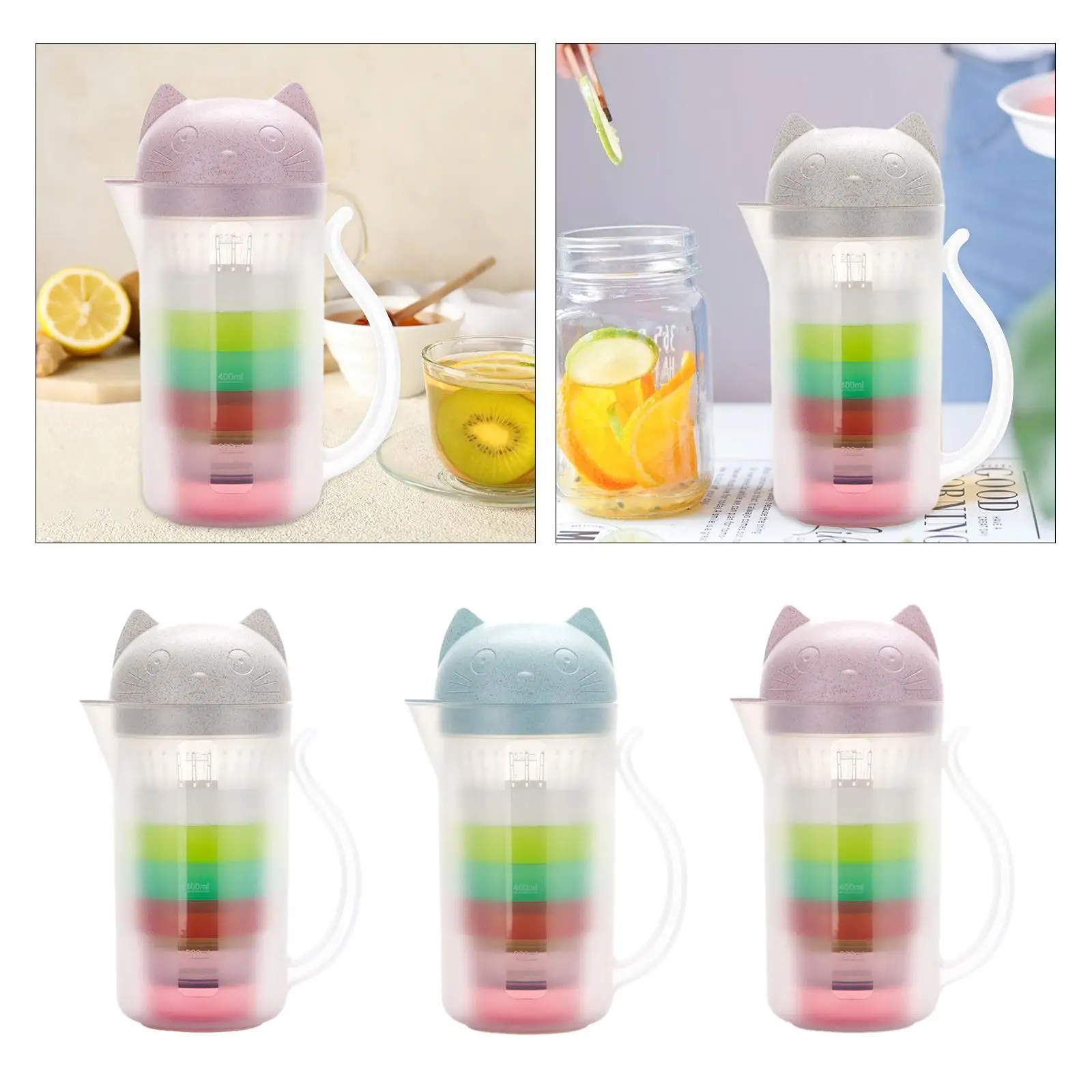 Beverage Pitcher Portable Cute with Filter Ice Tea Pitcher Water Pitcher with Cups for Tea Juice Homemade Beverage Milk Kitchen