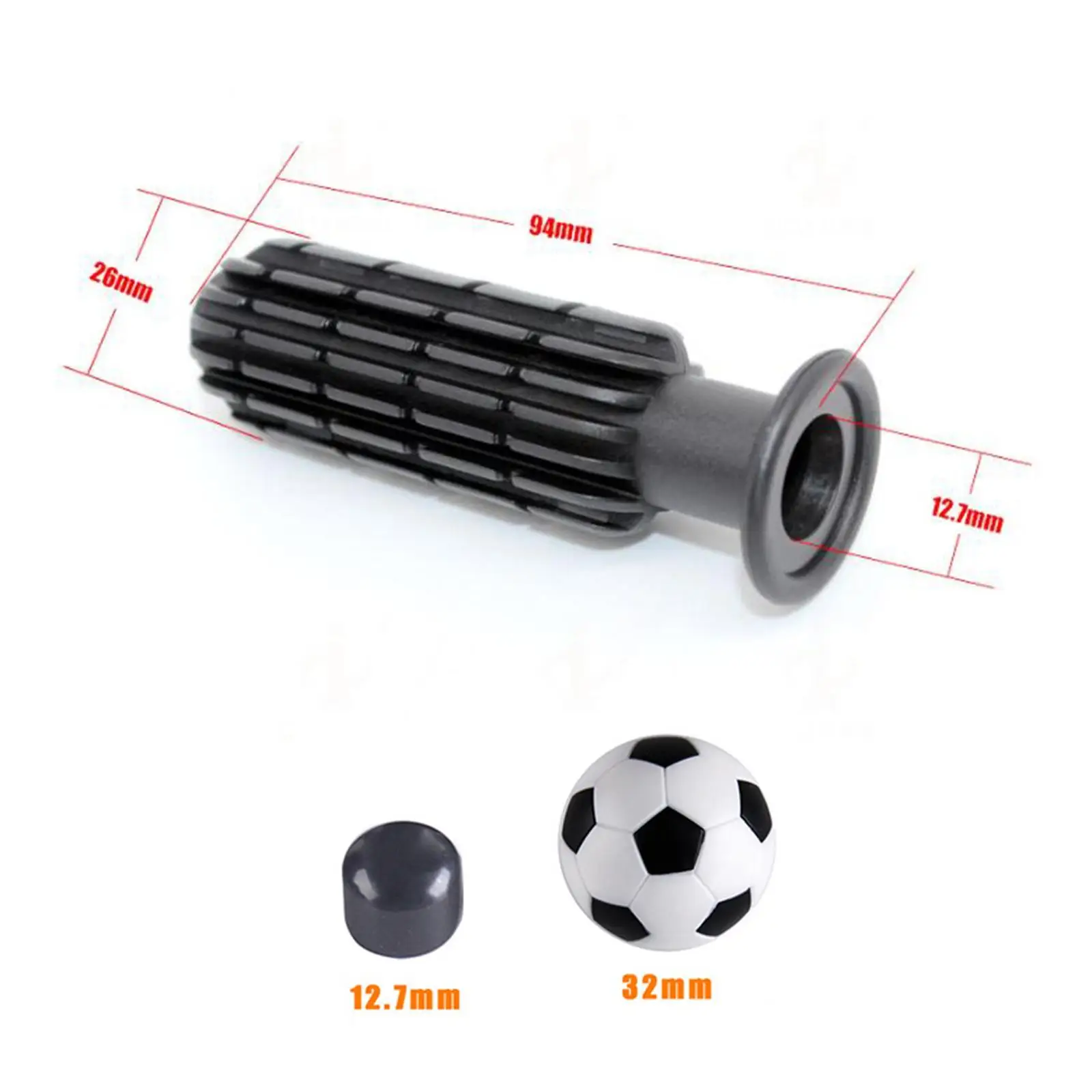 8 Pieces Foosball Handle Grips with 2 Small Footballs Practical Portable Accessories Parts Kids Replaceable with 8 End Plug