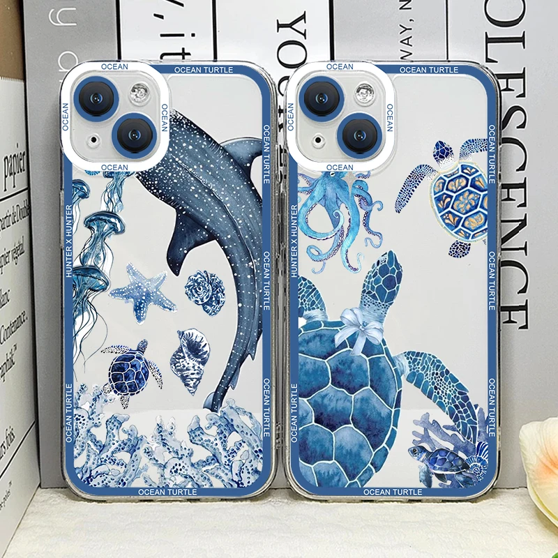Cool Ocean Turtle Phone Case – Sea Blue Turtle Design Soft Clear Cover