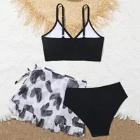Child Swimsuits Girls High Waisted Print Bikini Set With Skirt 3 Piece Swimsuit Cute Bathing Suit Kids Swimwear Medium Bikinis 2