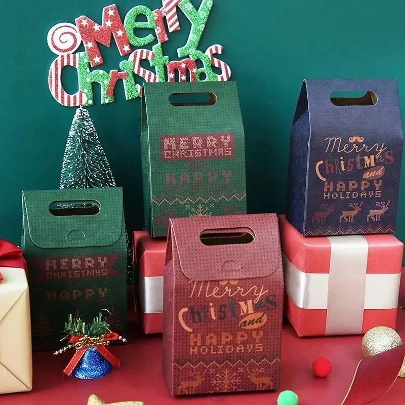 New 10Pcs/lot Christmas Gift Box Craft Paper Box Christmas Candy Gift Box Packaging Boxes Christmas Stockings Gift Holders