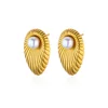 Boucles d'oreilles circulaires pour femmes, Vintage, Punk, Baroque, perles, Clip d'oreille en acier inoxydable, bijoux pour femmes, Imitation de perles, cadeau Mujer