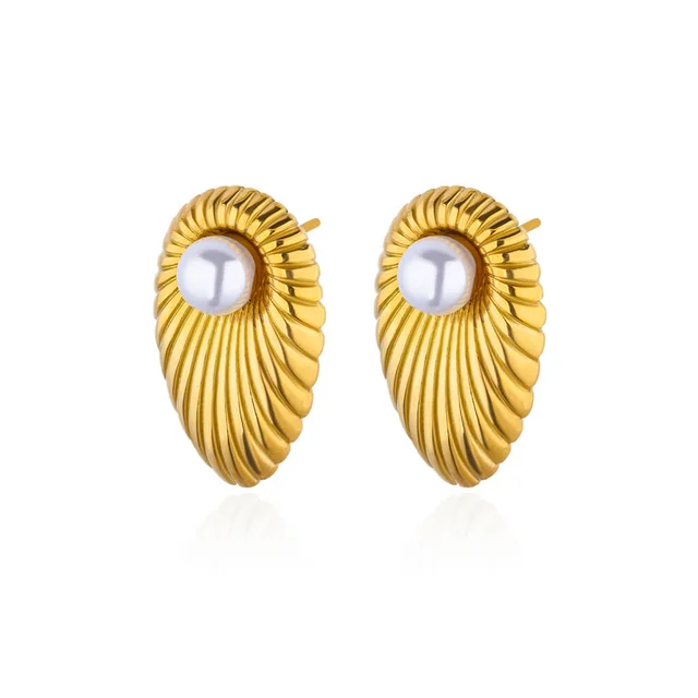 Boucles d'oreilles circulaires pour femmes, Vintage, Punk, Baroque, perles, Clip d'oreille en acier inoxydable, bijoux pour femmes, Imitation de perles, cadeau Mujer