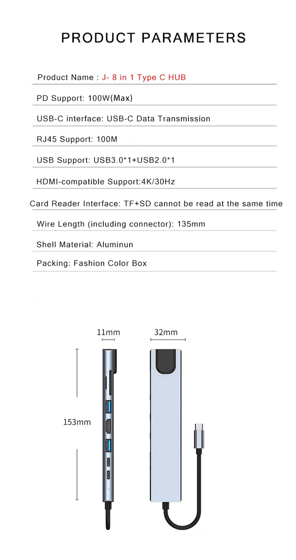 em 1 Hub, Adaptador Compatível com HDMI,