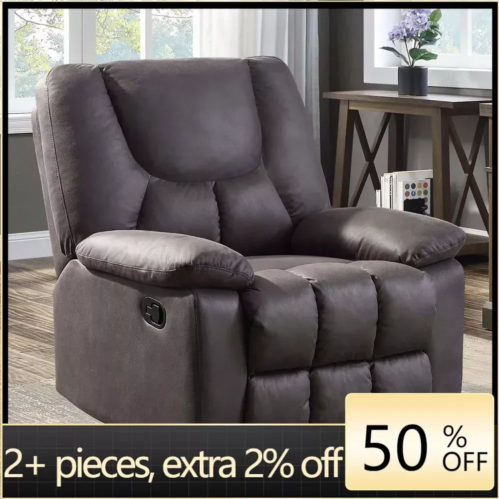 

Big & Comfortable Recliner Sofa Supports Up to 350 Lbs Living Room Chairs Gray Faux Leather Freight Free Relaxing Chair Lounge