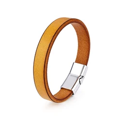 Vintage Handmade Leather Bracelet with Classic Magnetic Buckle - Fashion Jewelry Gift - 22.5cm (04)