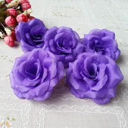 Elegant Dark Blue Silk Rose Flowers - Set of 10 for Wedding and Home Décor (Dark Purple)