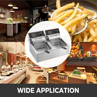 VEVOR Friteuse 12L Electrique Inox, Friteuse Commerciale en Acier Inoxydable, à Double Réservoir 5000W Friteuse avec 2Paniers à Friture avec Poignée en Caoutchouc pour Frire des Aliments Cuisiner 2