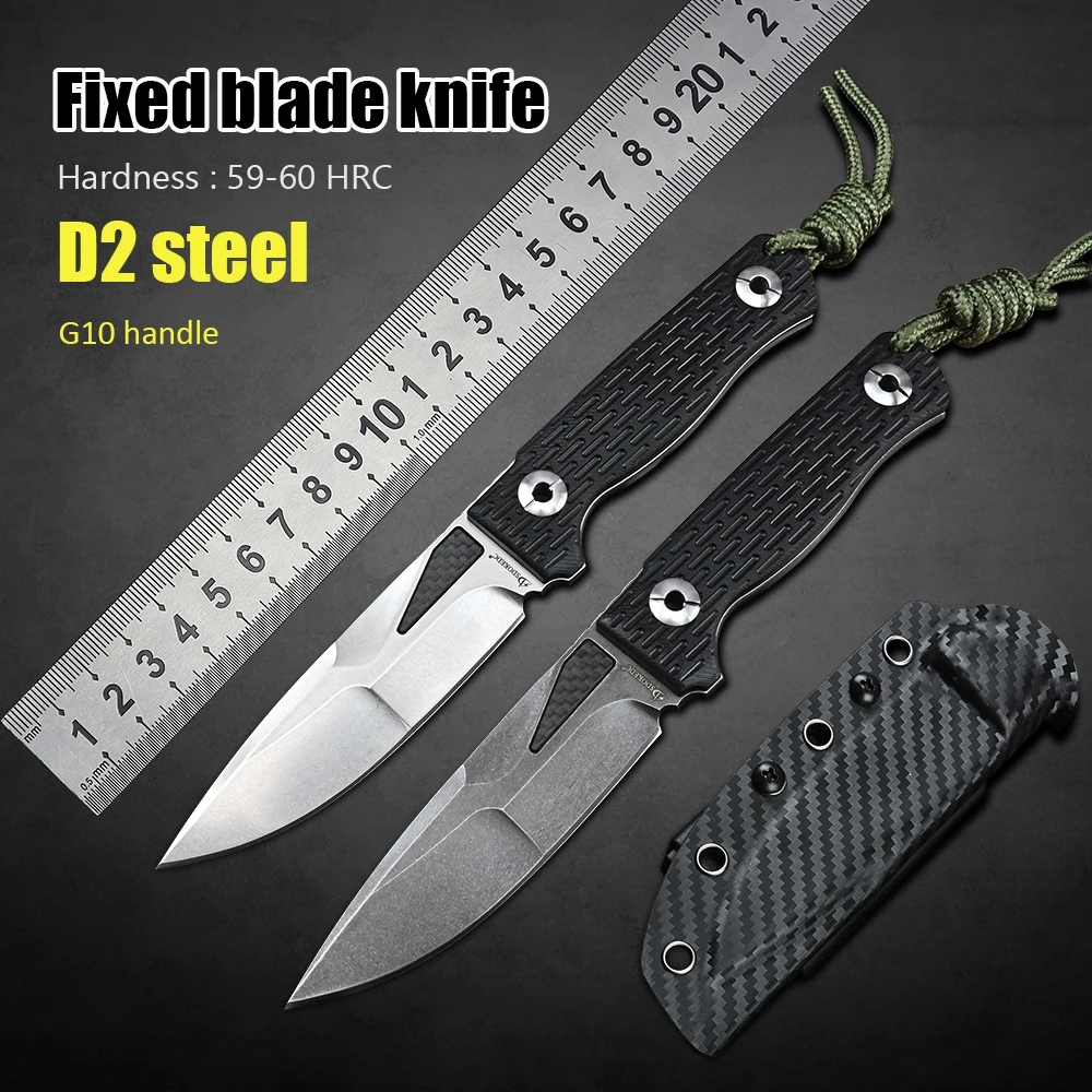 

Camping Self Defense Knives Utility Fixed Blade Knife Tactical Outdoor Survival Hunting Knife D2