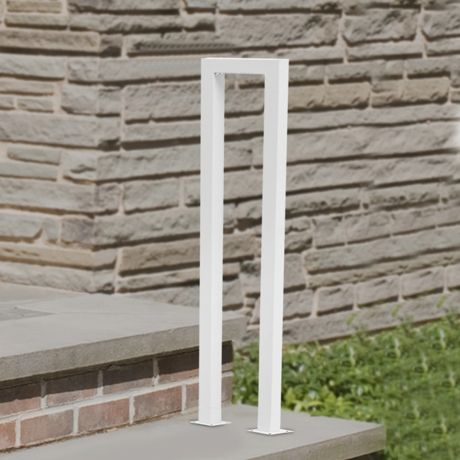White U-shaped Handrail, Floor Standing Stair Rail for Safety, Supports Up to 66lbs, Easy to Install 6