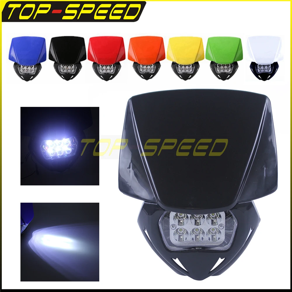Motocross Led Faro Con Supporti In Gomma Faro Per Harley Honda Yamaha Suzuki Kawasaki Dual Sport Naked Moto Dirt Bikes