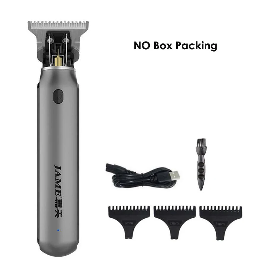JAME 전문 헤어 클리퍼 T 블레이드 수염 트리머 이발 기계, 전기 무선 헤어 트리머, USB 면도기, 0mm