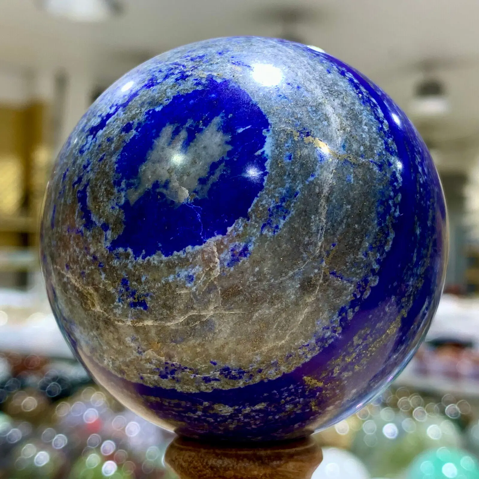 Natural Lapis Lazuli Crystal ball Quartz Sphere Energy Sphere Reiki Healing Decorative gift for home office 5
