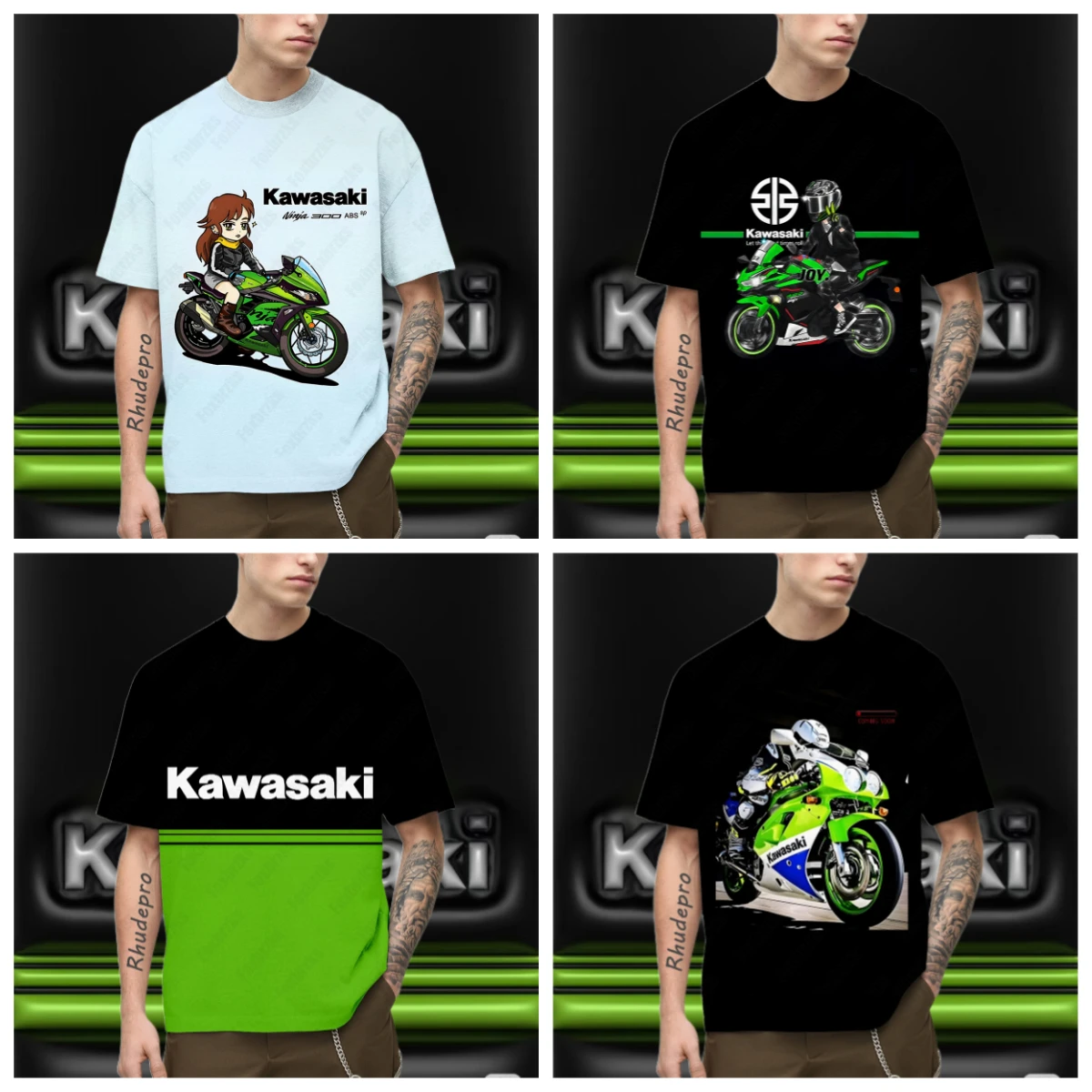 Camiseta autorizada genuina Kawasaki, camiseta estampada, secado