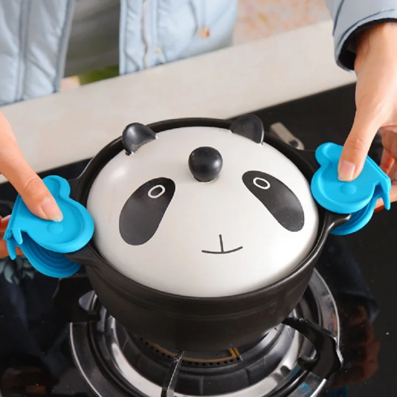 Silicone Holder Oven Heat Insulated Finger Heat Resistant Glove Cooking Microwave Non-Slip Gripper Pot Holder Kitchen Tools 1pcs