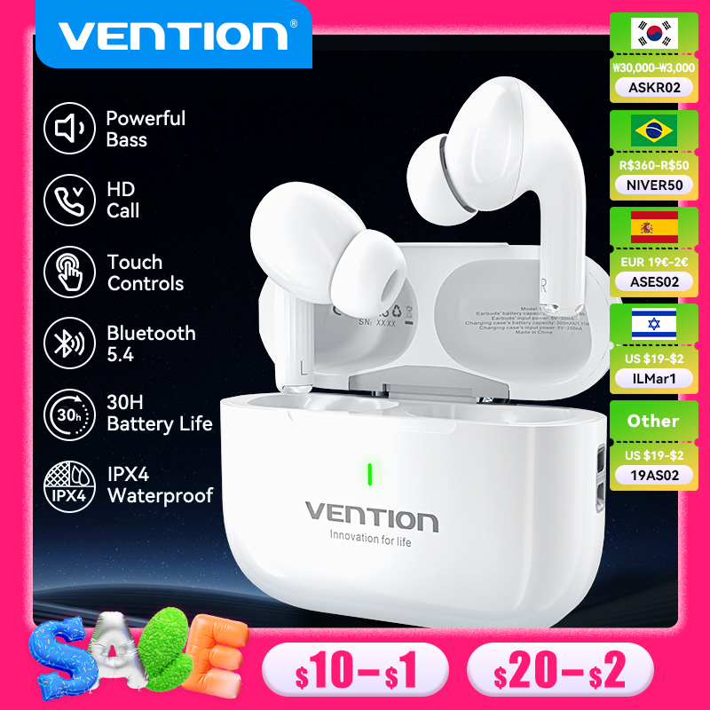 Vention ECHO LITE E11 Bluetooth Earphones TWS Bluetooth 5.4 HiFi True Wireless Headphones Stereo Sports Earbuds With Mic