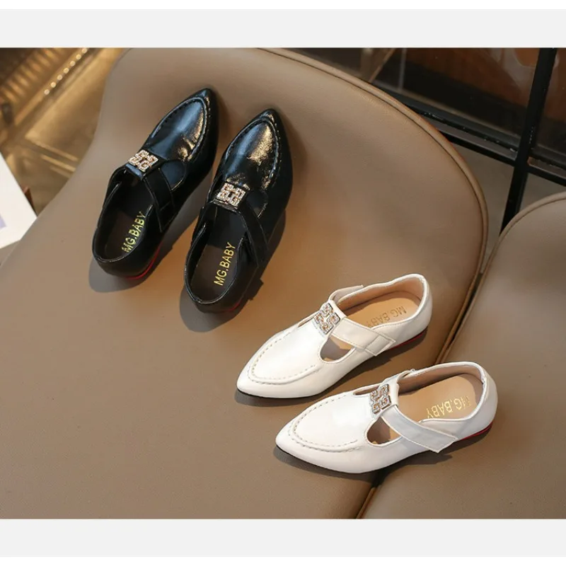 Girl's Pointed Little Leather Shoes Spring and Autumn New Korean Version Children's Soft Sole Fashion Princess Single Shoe