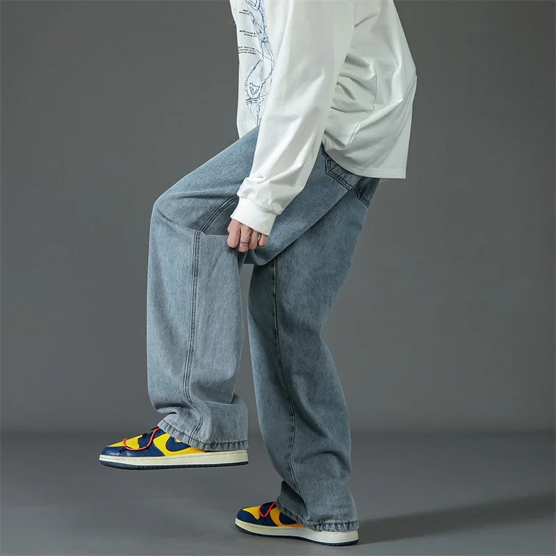 

Men Baggy Trendy Denim Pants Korean Fashion Hip Hop Casual Baggy Jeans Men's Straight Wide Leg Trousers Brand Trousers Male