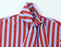 KONDALA Vintage Striped Bow Women Casual Asymmetric Shirt Fashion 2026 Spring Single Breasted Shirt Streetwear Chic Female Shirt - Image 4