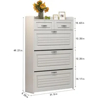 Multi Functional Narrow flip Shoe Cabinet with 3 Doors 2 Drawers, accommodate Various Shoes, Suitable for Entryway and corridors 2