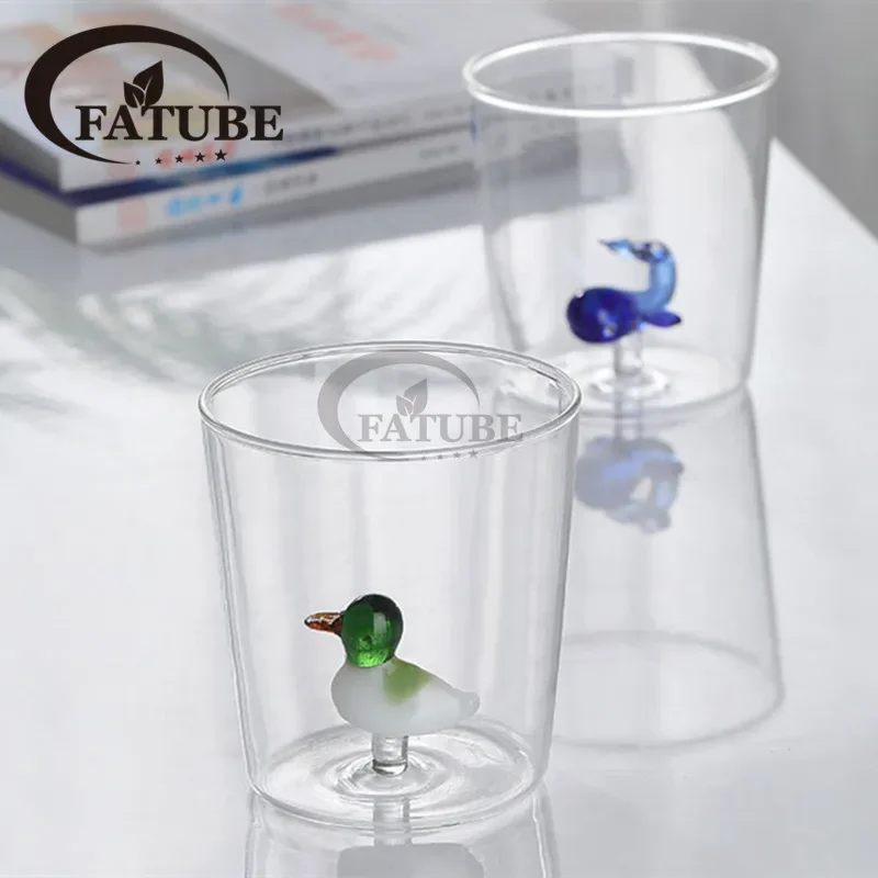 Glass Cup 3D Cartoon Animal Shape Home Water Coffee Glass Single Layer glass cup