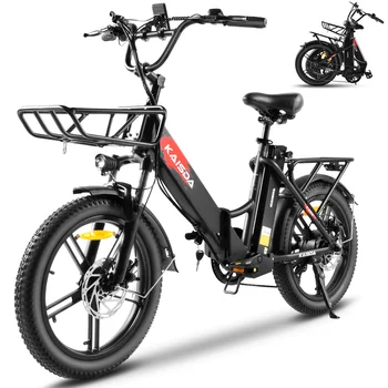 Bicicletta Elettrica KAISDA K201 per Donne Adulte, Motore 250W, Batteria 36V10.4Ah, Pneumatici in Gomma da 20 Pollici, Bici Elettrica da Montagna e Neve