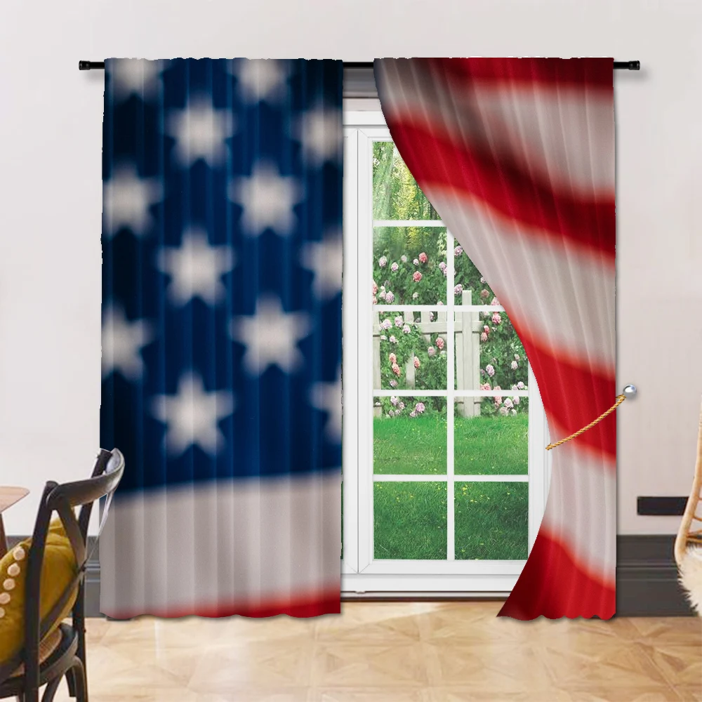 2pc, Party Curtains flag pattern Durable Polyester,Without Electricity Birthday Party Use for Indoor Celebrations, Room Decor 6