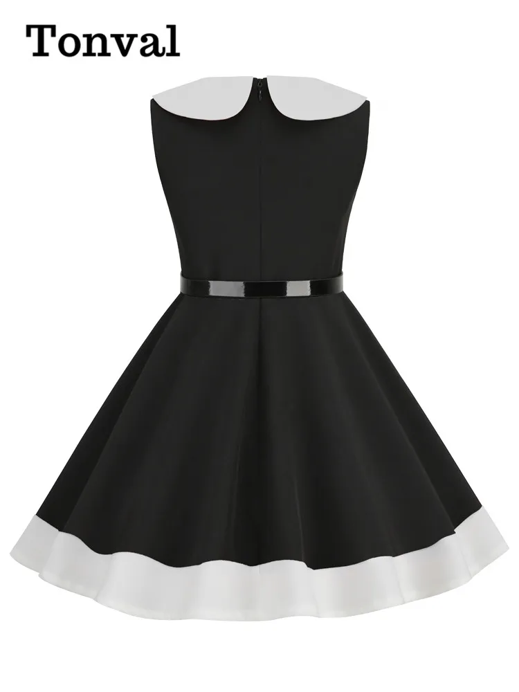 Tonval Peter Pan Collar Keyhole Front Sleeveless Summer Princess Dress for Girls 2023 New In Baby Kids Vintage Dresses 5