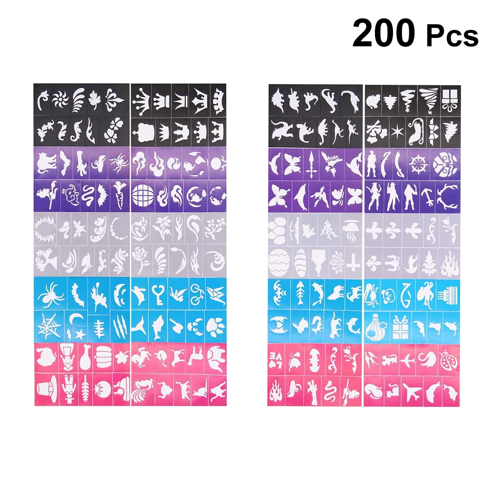 

200pcs Temporary Tattoos Stencils, Glitter Stencils Self- Adhesive Face Glitter Stickers Christmas Party