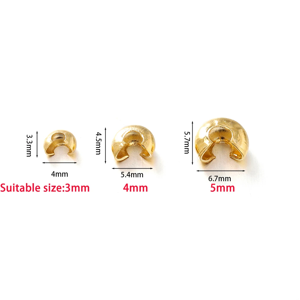 50Pcs Stainless Steel Round Covers Crimp End Beads Dia 3 4 5 mm Stopper Spacer Beads DIY Jewelry Making Supplies Accessories