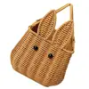 Bunny Hand Basket Small Portable Storage Woven Easter Rattan Picnic Sundries Lightweight Bedroom Living Room Kitchen Home Decor 1