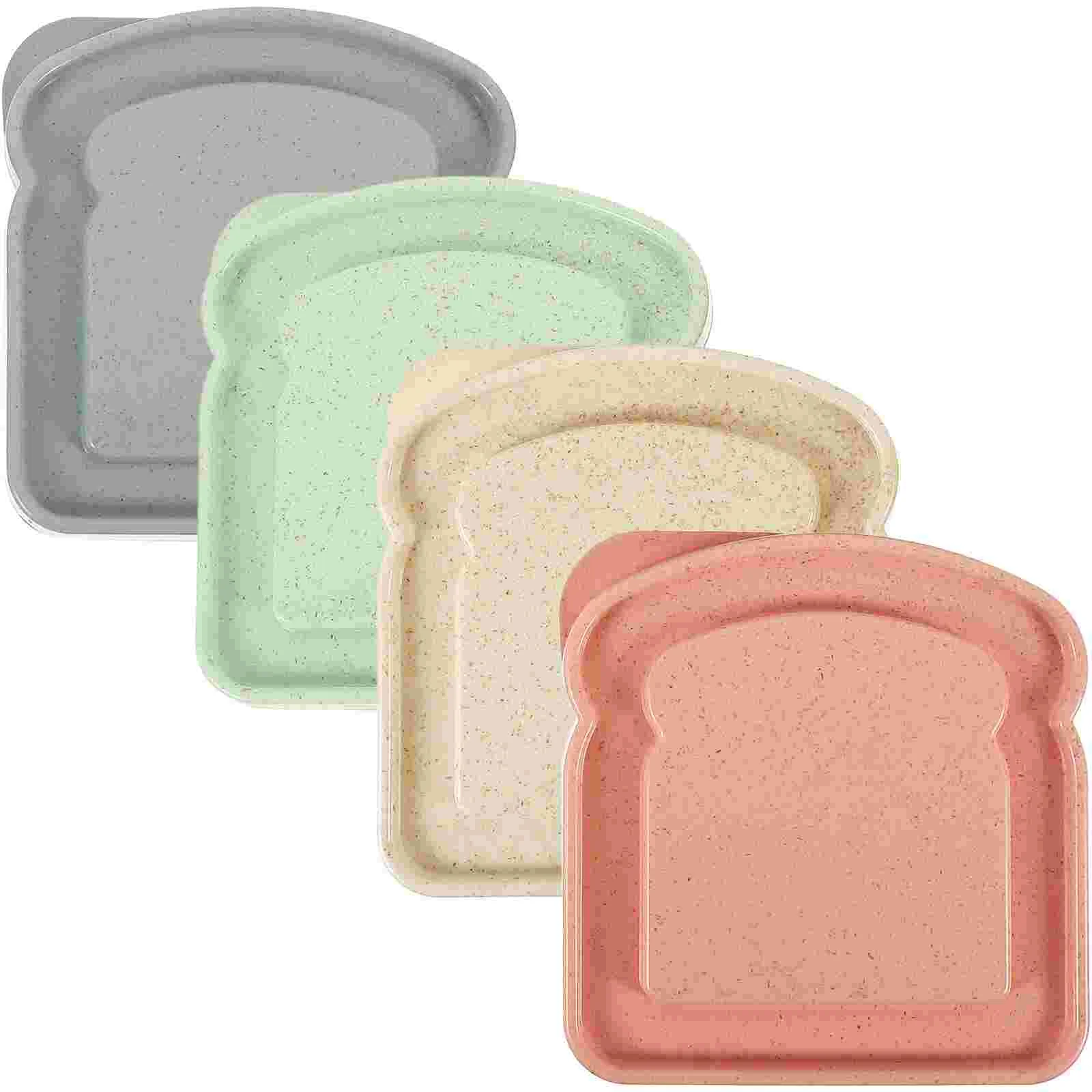 

2/4pcs Sandwich Storage Box Bread Toast Case Reusable Microwave Lunch Box Outdoor Camping Picnic Food Storage Container