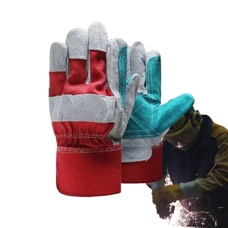 

Welder Gloves Cotton Lined Leather Safety Work Gloves Weld Work Gloves Firm Grip Blacksmith Gloves For Gardening Chainsaw