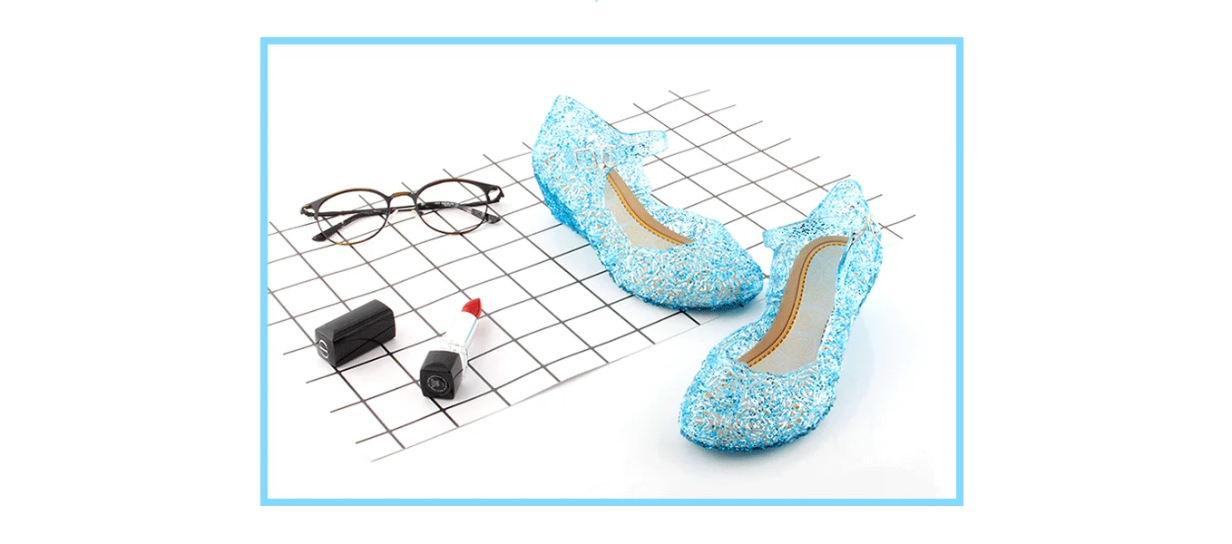 Kids Girls Crystal Jelly Sandals Fashionable Cute Elegant High-Heeled Shoes for Cosplay Party Dance