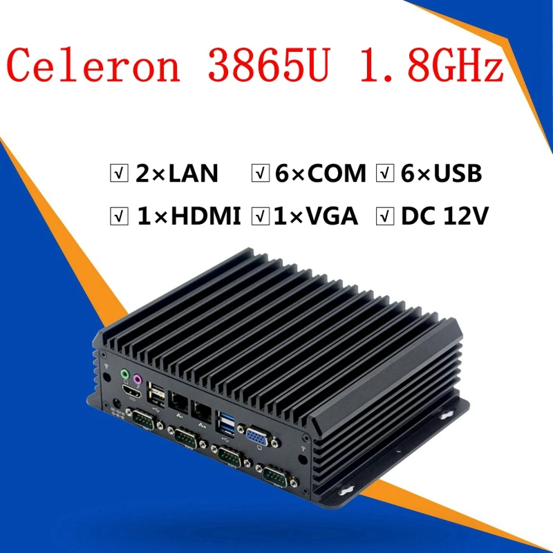 i5-6360u i7-6650u 3865u Industrial Mini PC Intel Fanless Desktop Linux Alloy Case Dual LAN 6*RS232 COM VGA HDMI Windows 10 | Компьютеры и