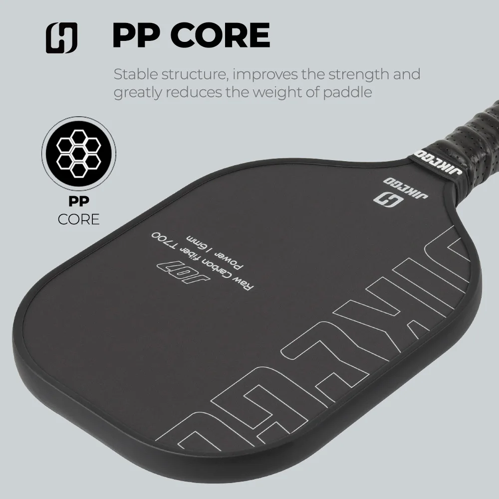 JIKEGO JK003 Raw Carbon Fiber Pickleball Paddle CFS Control Ultra Spin Pickle Balls Racket Cover 16 mm 4.9 inch Grip Standard