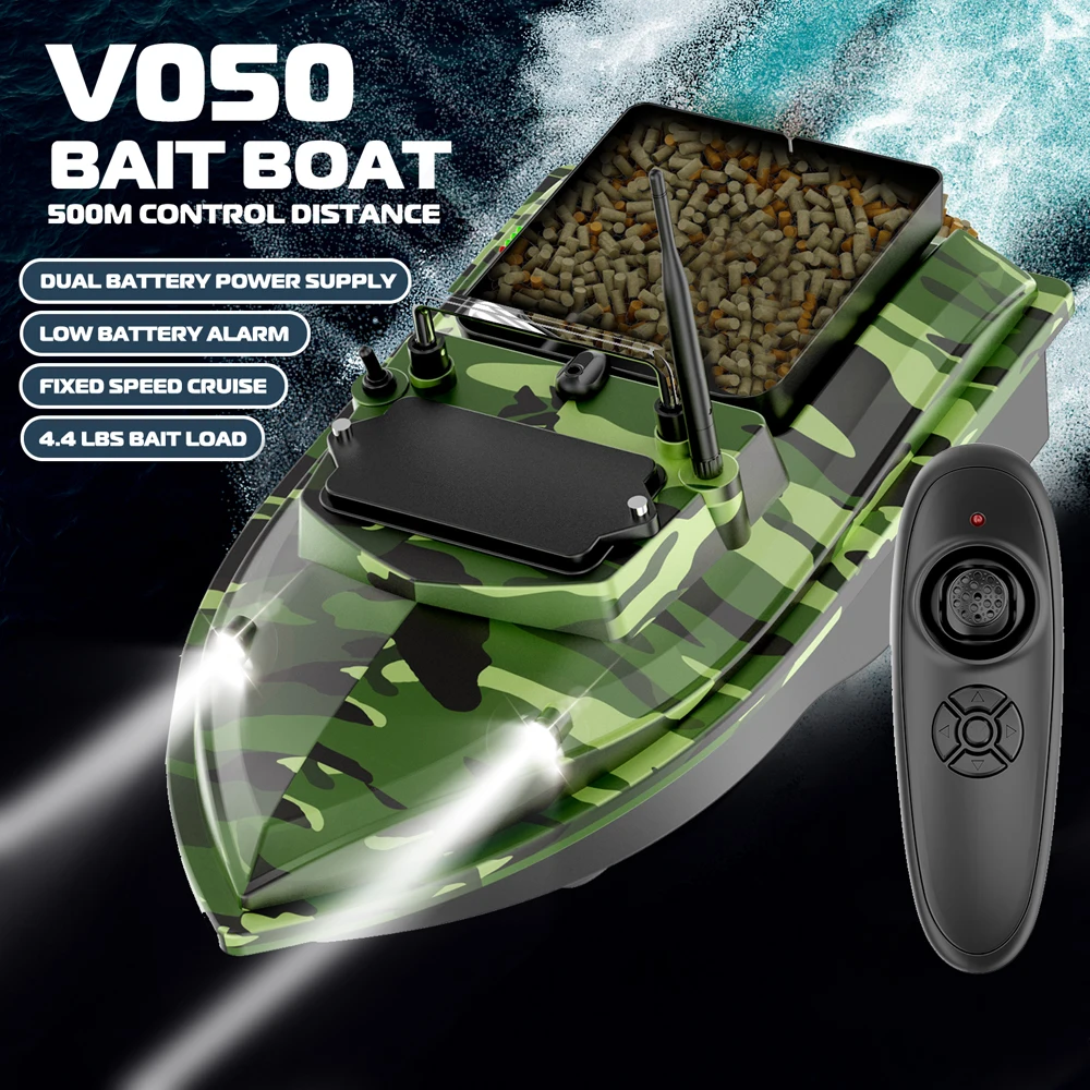 V050 Fishing Bait Boat 500m Remote Control Bait Boat Dual Motor Fish Finder  2KG Loading Support Automatic Cruise/Route Correctio