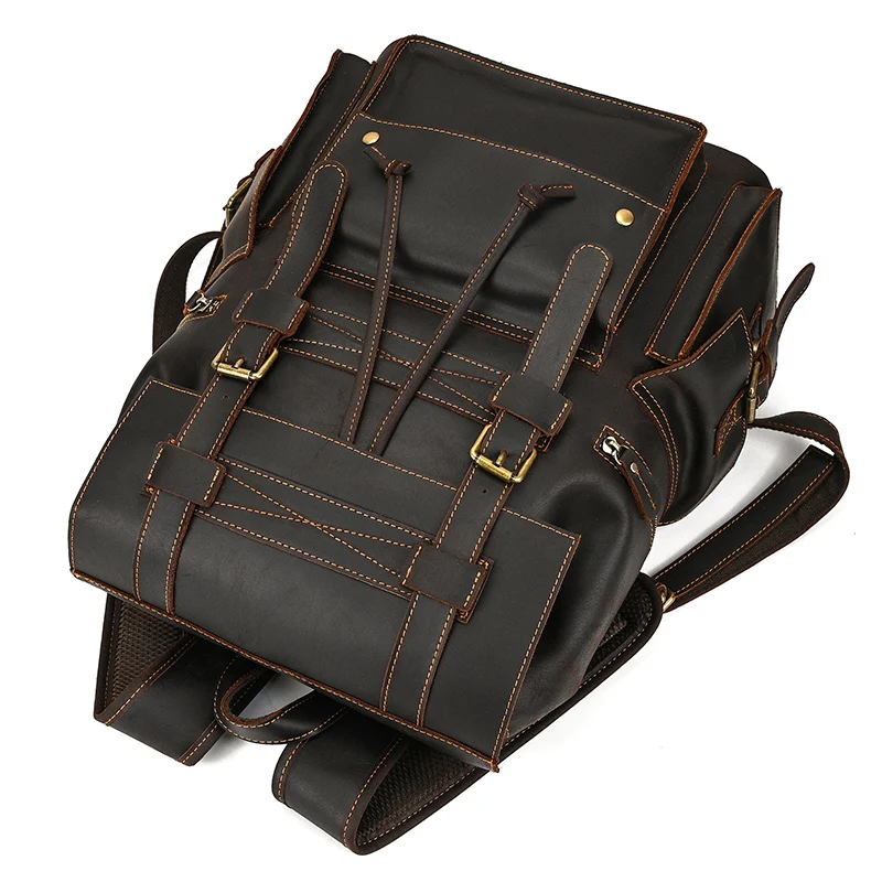 Leather Backpack Travel Pioneer™ - Dark Brown