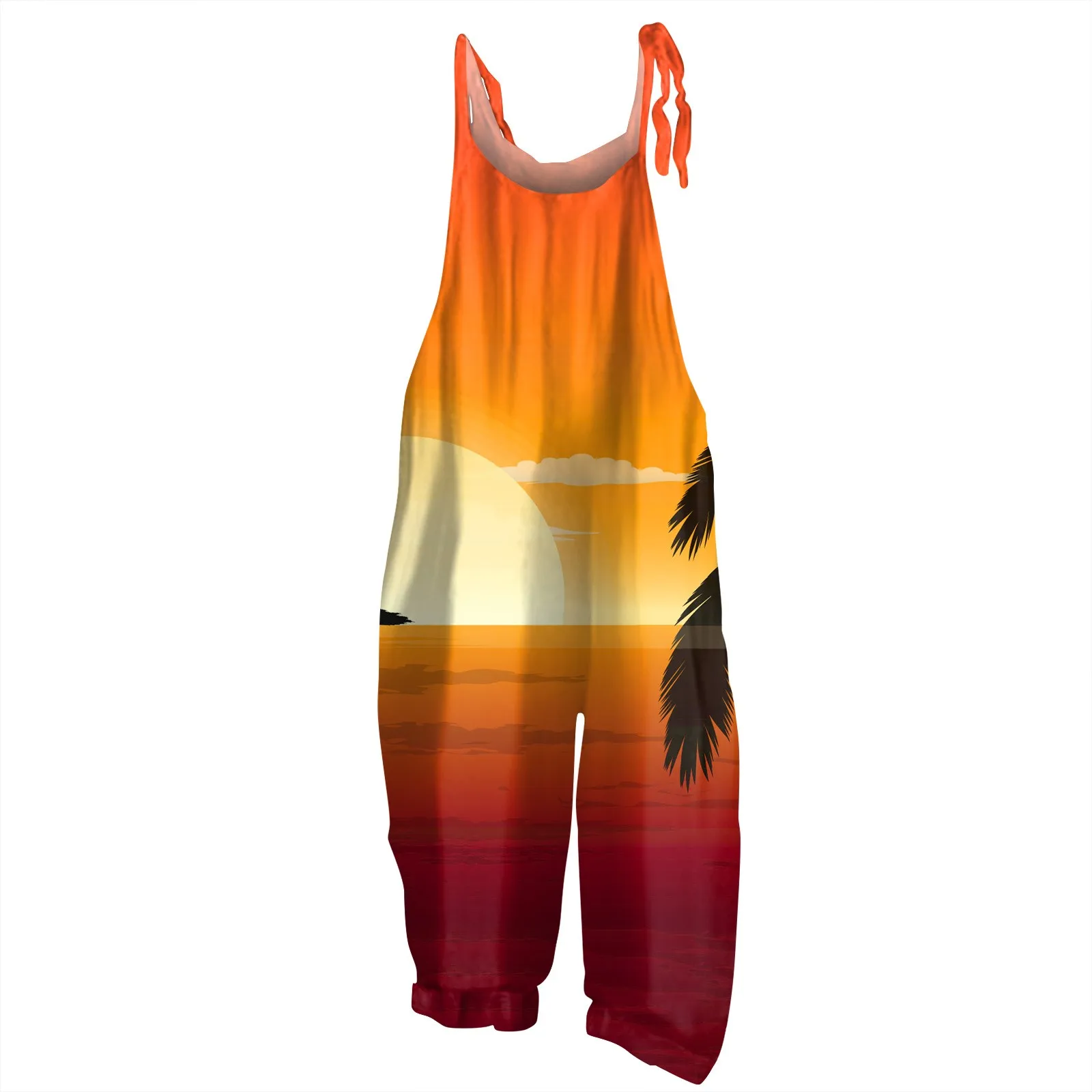 

Ladies Hawaii Printed Jumpsuit Casual Overalls Sleeveless Dungarees Loose Jumpsuit Pants Trousers Woman Clothing Ropa De Mujer
