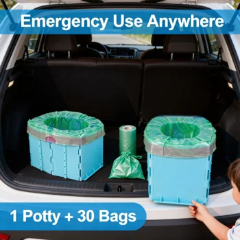 Vasino da viaggio per bambini piccoli Toilette portatile e pieghevole Applicare a sedersi Toilette di emergenza per auto, campeggio, esterno, interno