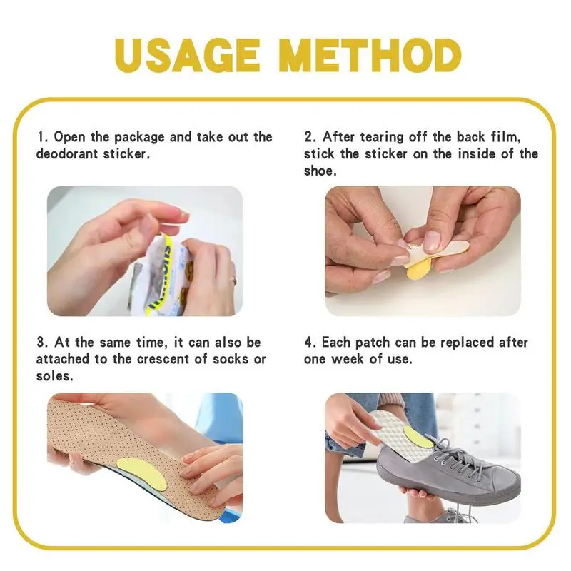 Shoes Odor Remover Deodorant Patch Lemon Athlete's Foot Soothing Insole Stickers Antibacterials Antiperspirant Foot Care 10pcs