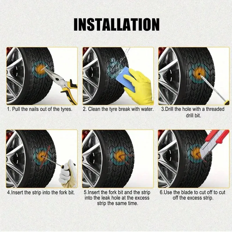 Car Tire Repair Tool, Car Motorcycle Tire Repair Tool Kit - Easy Tire Repair, Universal Portable Tool - Suitable for Every Situa