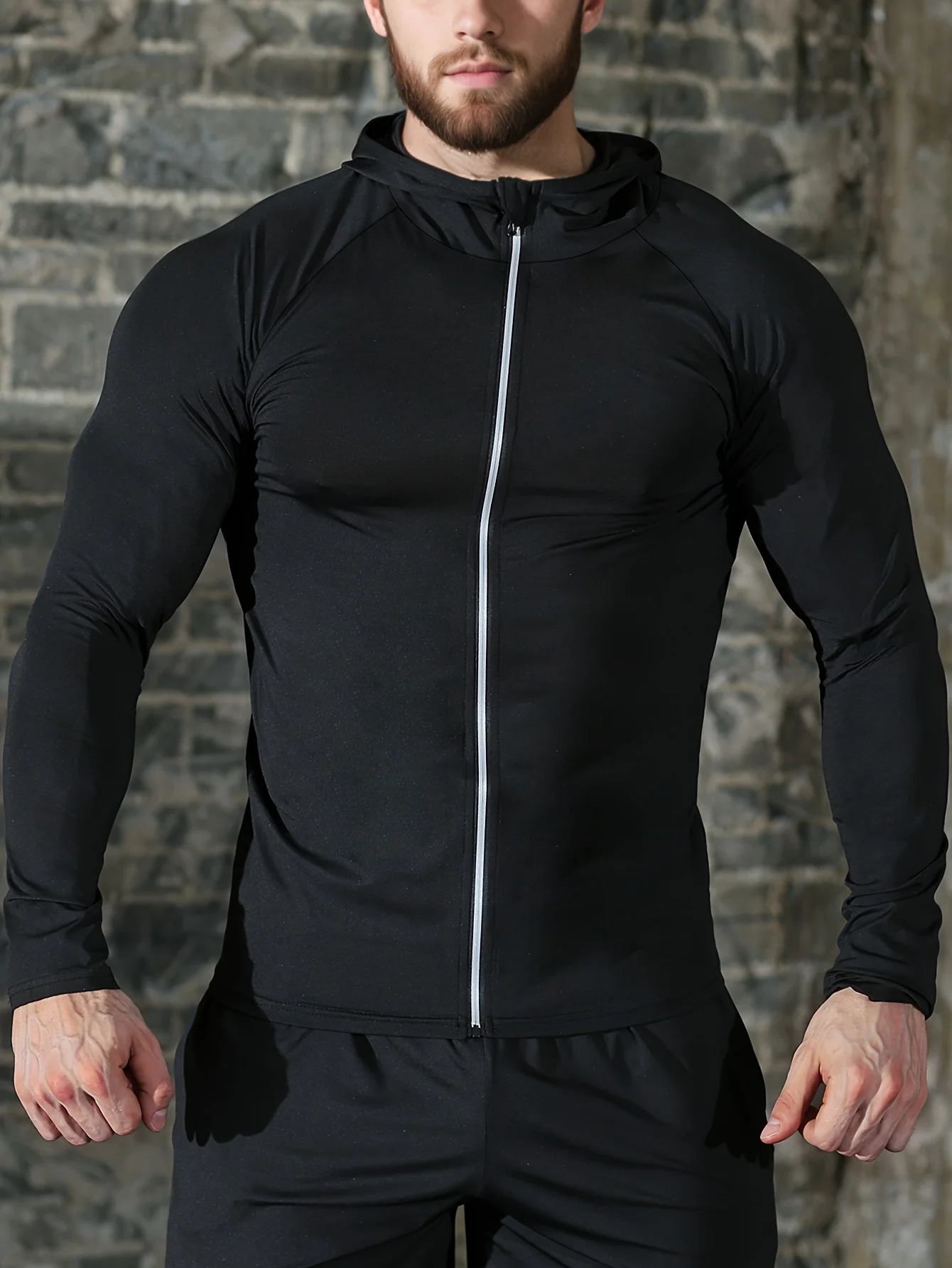 Men's Hooded Zipper Jacket – High Elasticity, Quick Dry Fitness Hoodie for Casual Workout