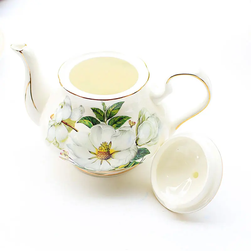 Enameled Tea Kettle Chinese Tea Set 1000ML Bone China Teapot for Tea Ceremony Party