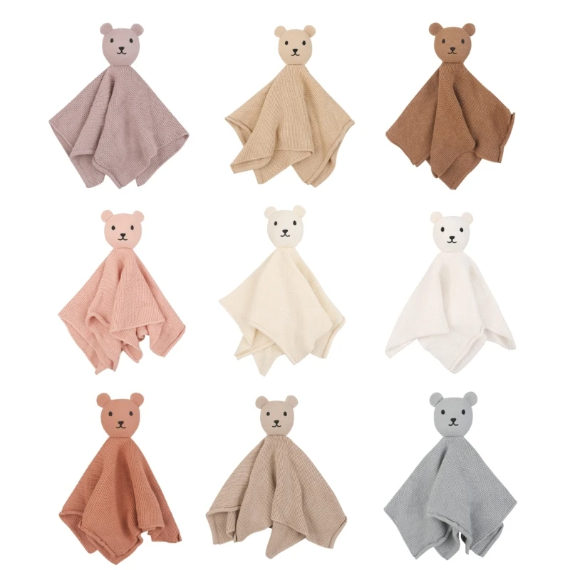 

L5YF Cotton Comforter Blanket Sleeping Dolls Kid Bear Snuggle Toy Soothe Appease Towel Blanket for Toddlers Newborns