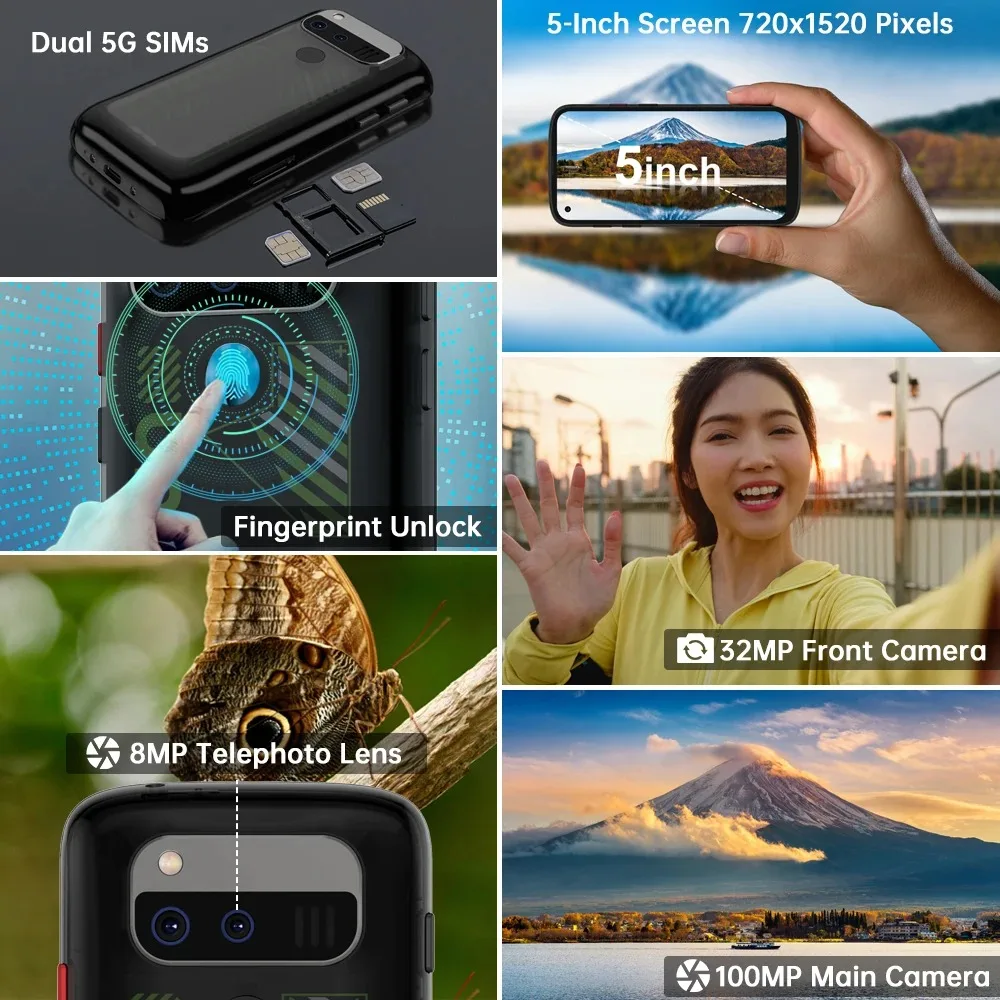 Unihertz Jelly Max 5G Mini Smartphone Android 14 Dimensity 7300