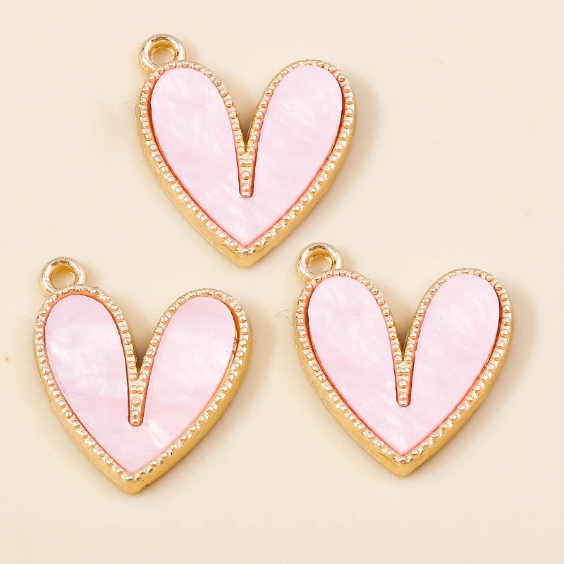 Leslie 10 Stück/Set Emaille Niedliche Bunte Schleifen-Herz-Anhänger für Ohrringe Liebesherz-Charms Anhänger DIY Schmuckherstellung – Detail 31