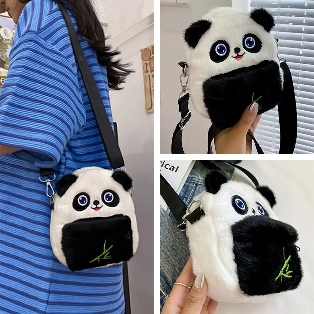 Plush Crossbody Bag Cute Travel Purse Children's Gift Shoulder Bag Cartoon Panda Messenger Bag Women